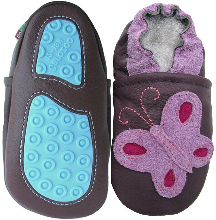 purple butterfly flower Outdoor up to 4 Years Rubber sole Genuine leather Baby Kids Toddlers
