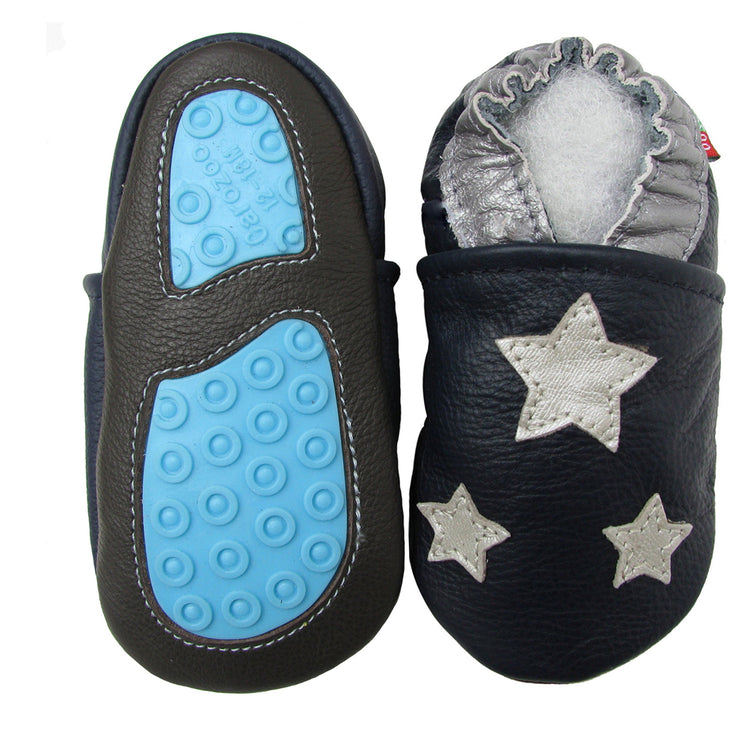 Silver Star Dark Blue outdoor shoes up to 4 Years Rubber Sole Genuine Leather
