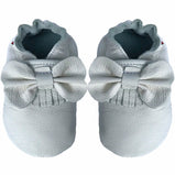 carozoo Bow Fringe White soft sole leather baby-infant shoes up to 4 Years Old