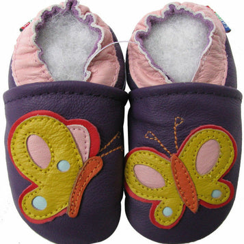 Carozoo Chaussures Bébé Papillon Rose (Butterfly Pink) 2-3 Ans - Cuir Premium