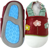 Little Flower Red outdoor shoes up to 4 Years Rubber Sole Genuine Leather