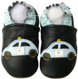 Police Car Black outdoor shoes up to 4 Years Rubber Sole Genuine Leather Baby Toddlers Kids