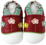 Little Flower Red outdoor shoes up to 4 Years Rubber Sole Genuine Leather