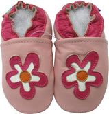carozoo flower pink 0-6m soft sole leather baby shoes
