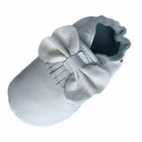 carozoo Bow Fringe White soft sole leather baby-infant shoes up to 4 Years Old